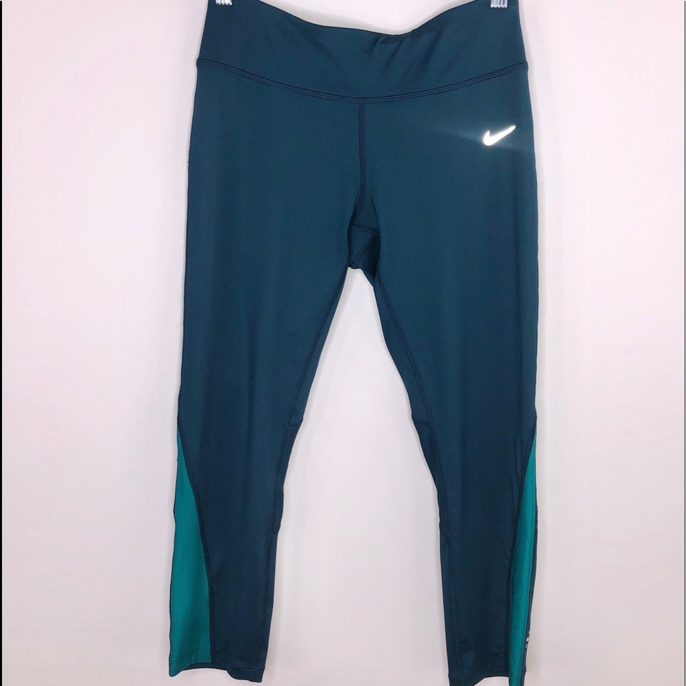 Nike Running Capris Large, Hunter Green,Stretch